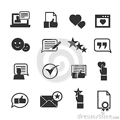 Consumer loyalty icons. Customers testimonials signs and users experience rating symbols Vector Illustration