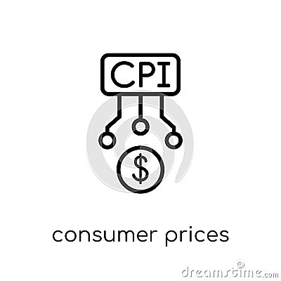 consumer prices index (cpi) icon. Trendy modern flat linear vector consumer prices index (cpi) icon on white background from thin Vector Illustration