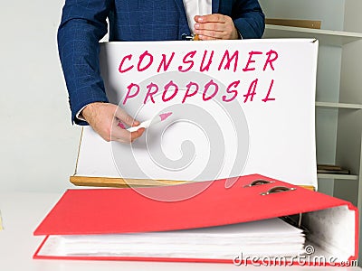 CONSUMER PROPOSAL inscription on the page Stock Photo