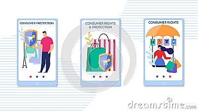 Consumer Rights and Protection Mobile Service Set Vector Illustration
