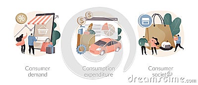 Consumer society abstract concept vector illustrations. Vector Illustration