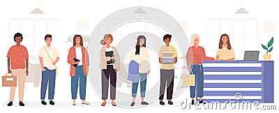 Consumerism concept with customers waiting to pay Vector Illustration