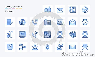 25 Contact Blue icon pack Vector Illustration