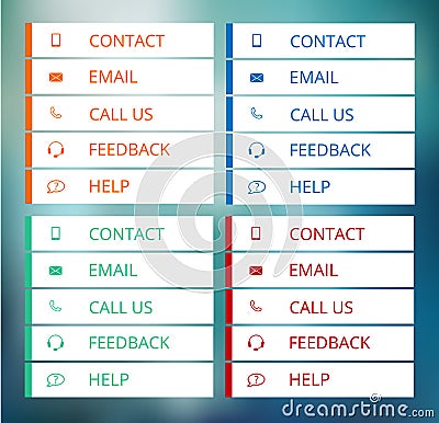 Contact buttons in flat style Vector Illustration