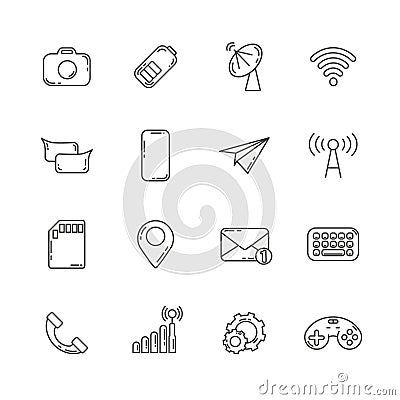 moble set - email, envelope, phone, mobile icons Vector Illustration