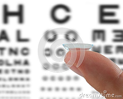 Contact lens on finger Stock Photo