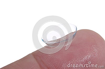 Contact Lens On Finger On White Background Stock Photo