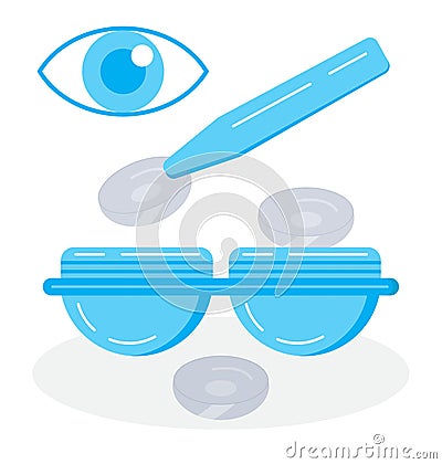 Contact lens illustratation vector. Medical ophthalmologist eyesight Vector Illustration
