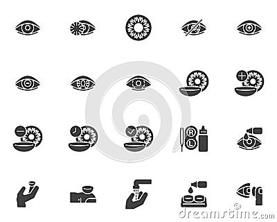 Contact lens vector icons set Vector Illustration