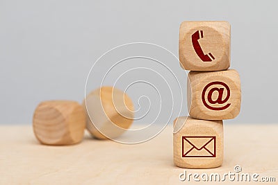 Contact options for support printed on cubes Stock Photo