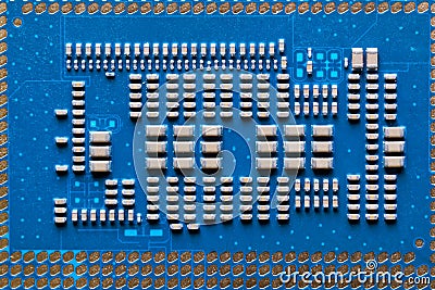 The contact pad of a modern powerful computer processor with a built-in video core. Socket LGA 1700. Photo. Macro Stock Photo