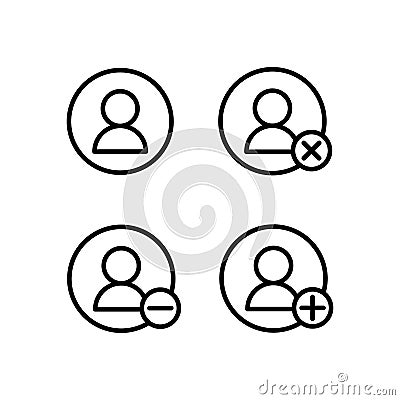 contact, remove, plus, delete sign icons. Element of outline button icons. Thin line icon for website design and development, app Stock Photo