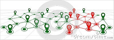 Contact tracing location route map for coronavirus covid19 government GPS tracking icon Vector Illustration