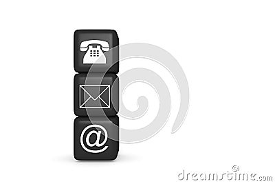 Contact us: black cubes on a white background Stock Photo