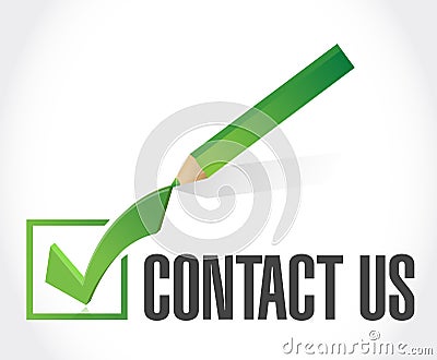 contact us check mark sign concept Cartoon Illustration