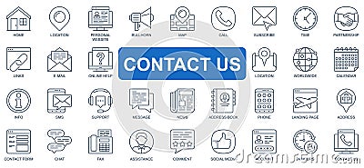 Contact us concept simple line icons set. Vector pack outline symbols Vector Illustration