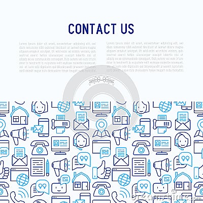 Contact us concept with thin line icons Vector Illustration