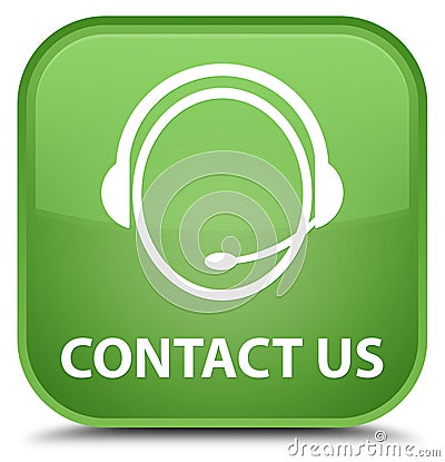 Contact us (customer care icon) special soft green square button Cartoon Illustration