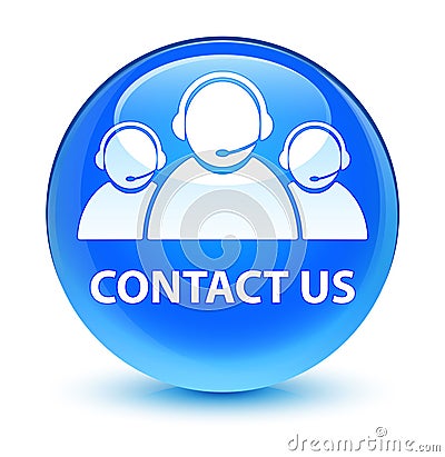 Contact us (customer care team icon) glassy cyan blue round Cartoon Illustration