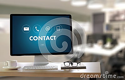 CONTACT US (Customer Support Hotline people CONNECT ) Call Customer Support Stock Photo