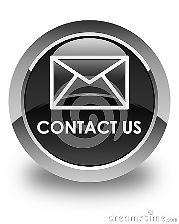 Contact us (email icon) glossy black round button Cartoon Illustration