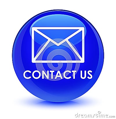 Contact us (email icon) glassy blue round button Cartoon Illustration