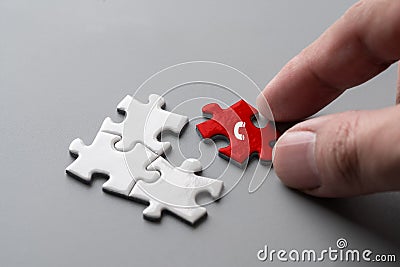 Contact us icon on colorful puzzle Stock Photo