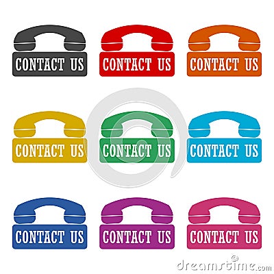 Contact us icon or logo, call, contact us, contacts, email, message, color set Vector Illustration