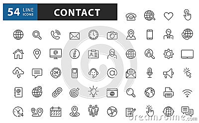 Contact us icon set. Flat vector contact us icon set, web icon home, phone, address location etc. Vector Illustration