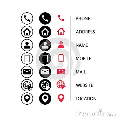 Contact us icon set in flat style. Communication symbol for your web site design, logo, app, UI. Contact button. Vector, mail, Vector Illustration