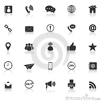 Contact us icons with reflect on white background Vector Illustration