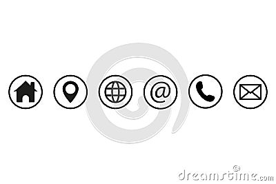 Contact us icons. Web icon set. Vector illustration Cartoon Illustration