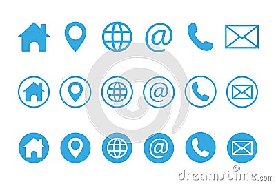 Contact us icons. Web icon set. Vector illustration Cartoon Illustration