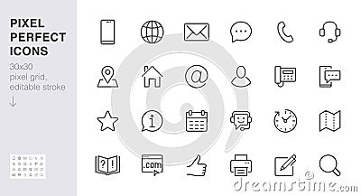 Contact us line icon set. Feedback, customer service, phone, email address, web site minimal vector illustration. Simple Vector Illustration