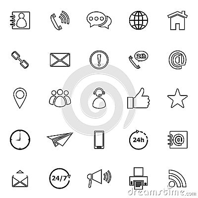 Contact us line icons on white background Vector Illustration