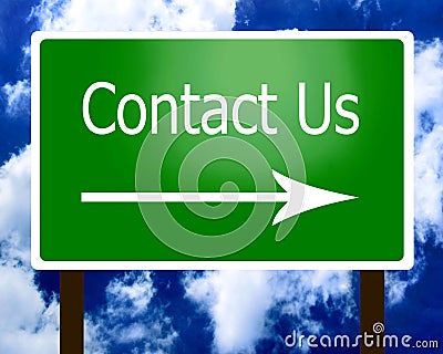 Contact Us sign guidepost arrow right Stock Photo