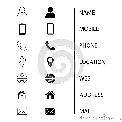 Contact us signs. Location and contact icons. Simple symbols. Vector illustration. EPS 10 Vector Illustration