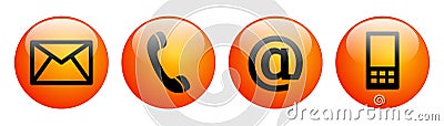 Contact us web buttons red orange Vector Illustration