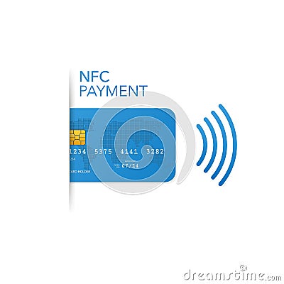 Contactless credit card icon, card with radio wave outside sign, credit card payment Vector Illustration