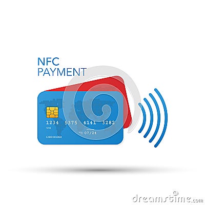 Contactless credit card icon, card with radio wave outside sign, credit card payment Vector Illustration