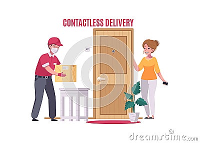 Contactless Delivery Illustration Cartoon Illustration