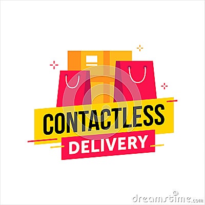 Contactless delivery. Vector concept of contact free to protect form covid-19 or coronavirus quarantine. Vector Illustration