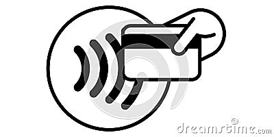 Contactless payment card icon, NFC pay vector logo. Smart card or key pass, contactless payment paypass or paywave tap and touch Vector Illustration