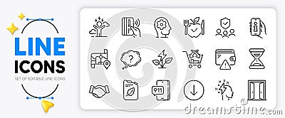 Contactless payment, Cross sell and Emergency call line icons. For web app. Vector Stock Photo