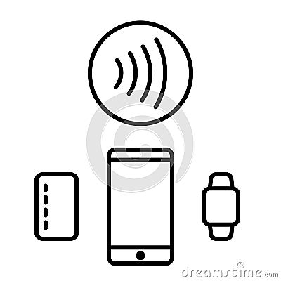 Contactless payment icon card phone watch vector Vector Illustration