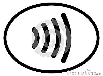 Contactless payment icon isolated on white. Credit card hand, wireless NFC pay wave and contactless pay pass logo. Vector Cartoon Illustration