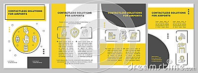 Contactless solution for airport yellow brochure template Vector Illustration