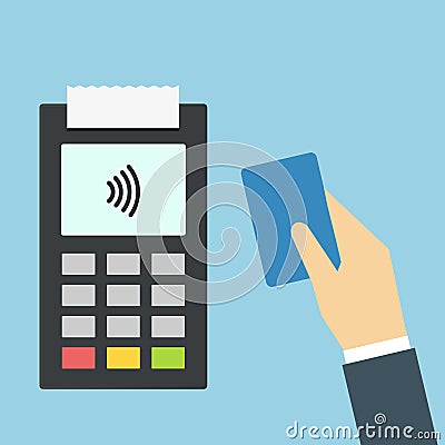 Contactless wireless pay sign logo. Credit card, debit card touch, nfc payment vector concept illustration. Online Vector Illustration