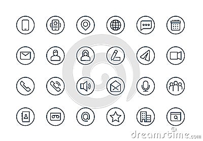 Contacts business icons. Email address, user web page contact info home and office location. Business card vector Vector Illustration