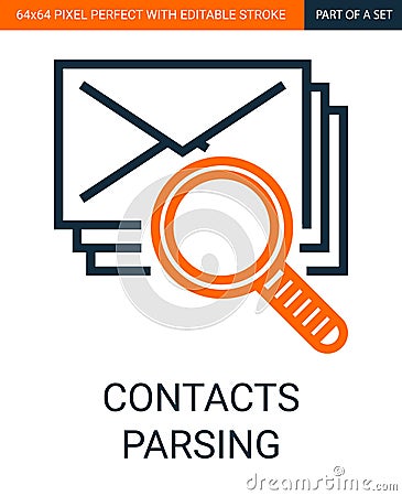 Contacts Parsing or Searching Simple Outline Vector Colorful Icon. Vector Illustration